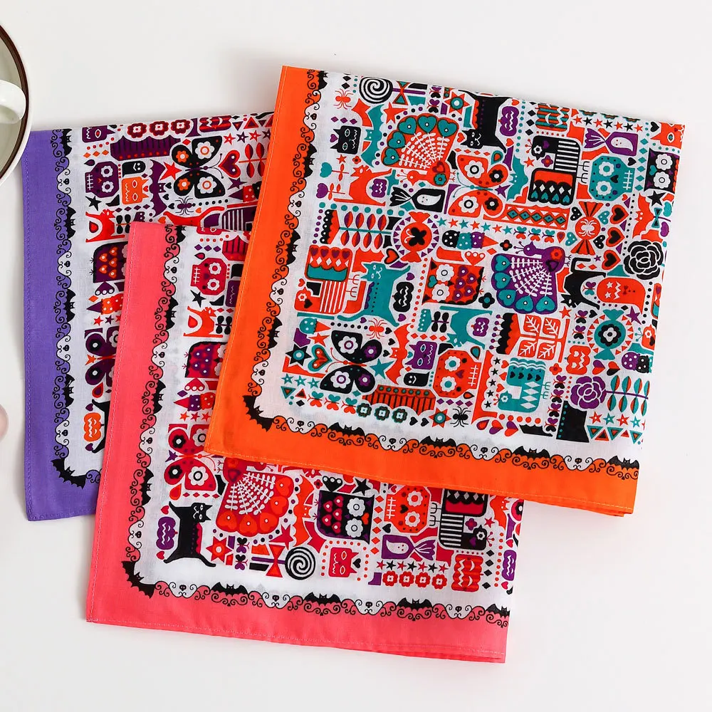 Pañuelo fino suave y cómodo de algodón puro para mujer, toalla de mano portátil con estampado nostálgico antigua, 43cm, 3/6 Uds.