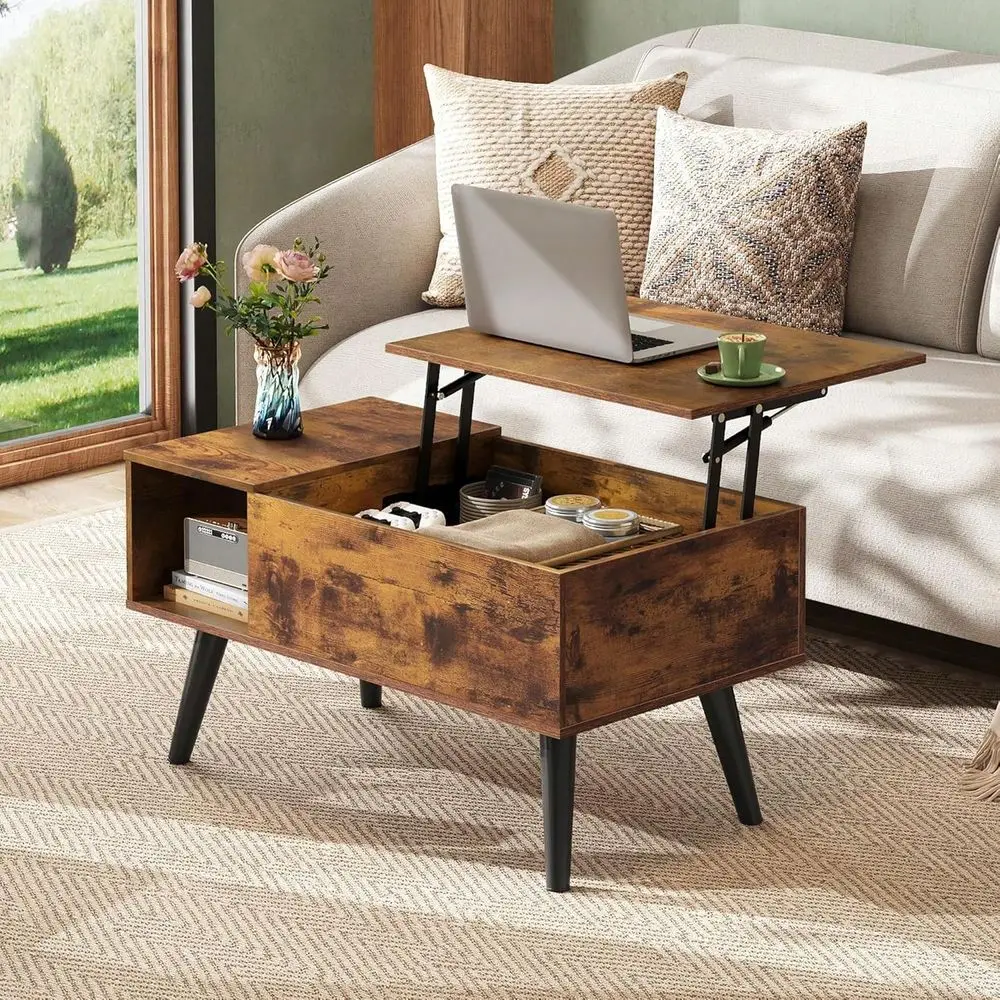 

Table For Living Room, Small Coffee Table With Storage, Lift Top Modern Wooden Dining Center Table With Storage Shelf Hidden Co