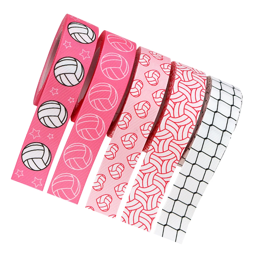 

5pcs 5 Rolls Ribbons Gift Wrapping Craft Supplies Volleyball Crafting Ribbon Ribbon For Wreaths Decoration Multioccasion