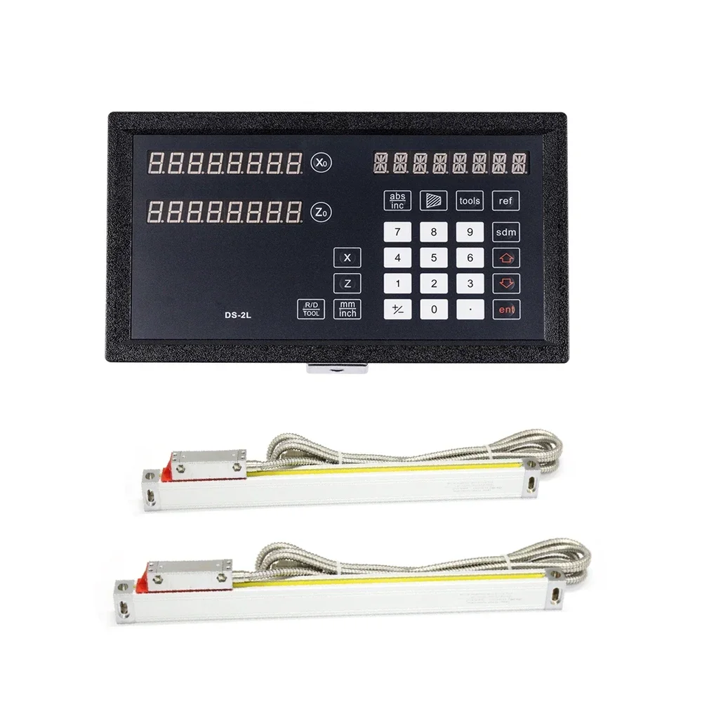 Lathe DRO 2 Axis Digital Readout Display with Radius Diameter Function R/D and 2pcs 0.005mm Slim Linear Scale Encoder