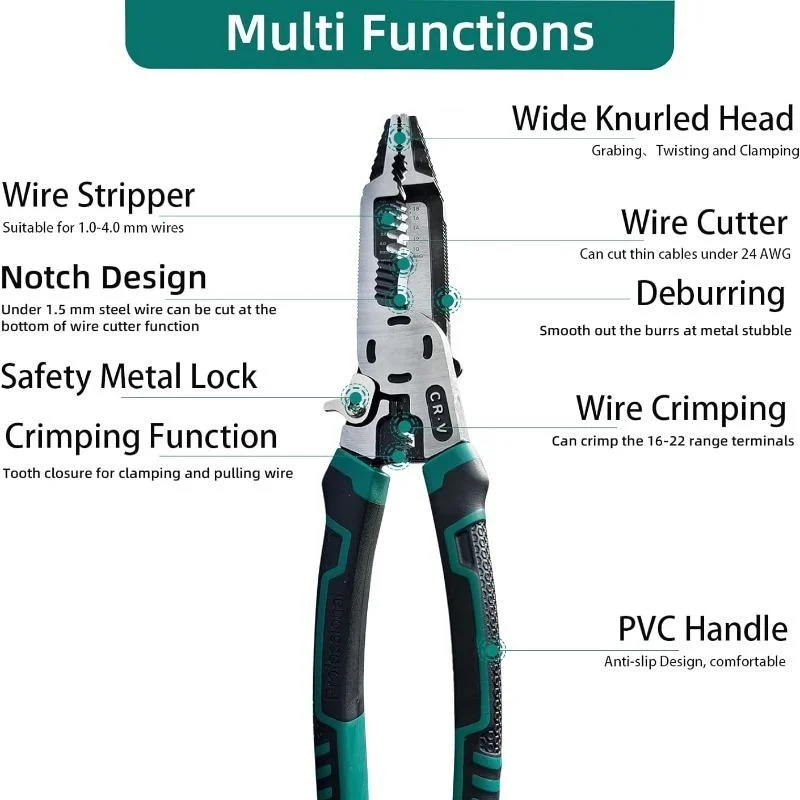 10 in 1 Wire Stripper Tools Cable Stripper Pliers Multitool Wire Cutter Multifunctional Crimping Plier Hand Tools