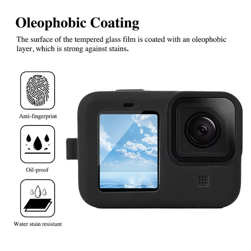 Silicone Case for GoPro Hero 12 11 10 9 Tempered Glass Screen Flim Protector Lens Film Cap Protective Cover for Go Pro 11 Case