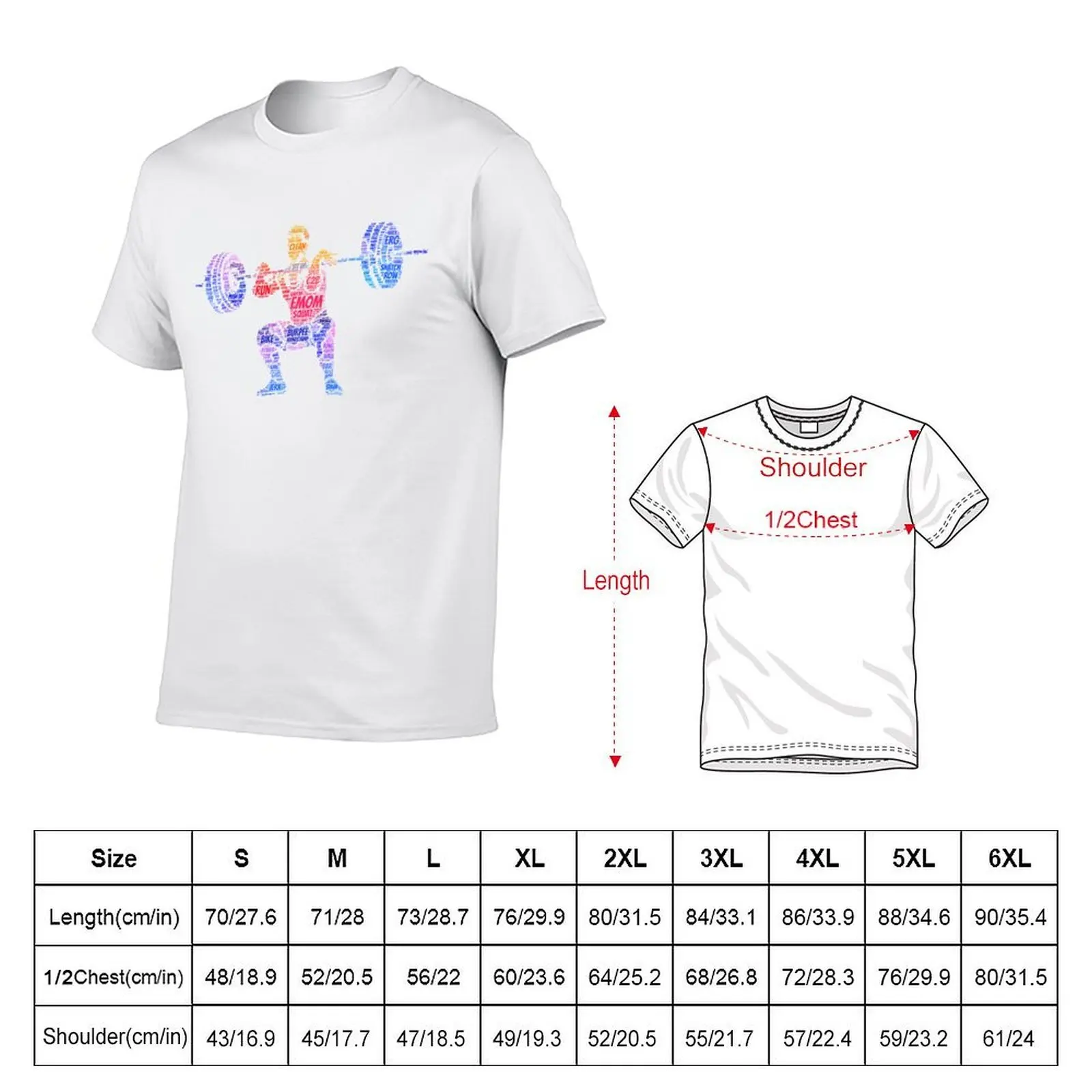 The Clean - CrossFit word cloud based design - Rainbow Text T-Shirt vintage croswit shirt man fitted t shirts for men