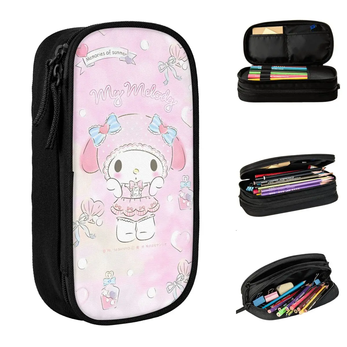 

My Melody Rabbit Sanrio Japan Pencil Case School Pencil Cases Double Layer Boy Girl Cute Portable Pen Box School Supplies