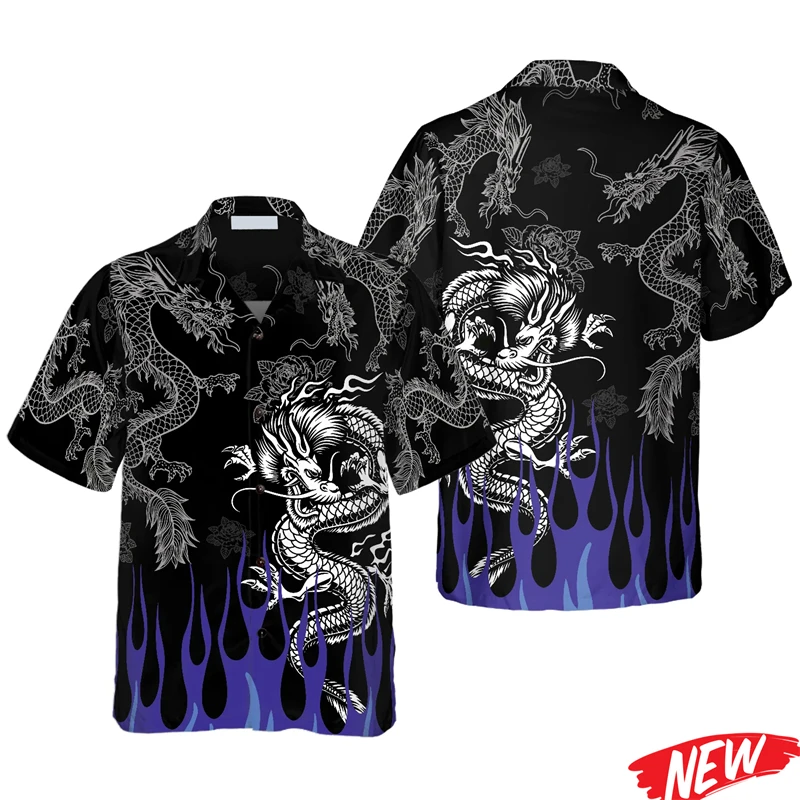 Traditional Chinese Dragon Hawaiian Shirts 3d Printing Dragons Men's Shirt Holiday Beach Button Short Sleeve Cool Lapel Shirt