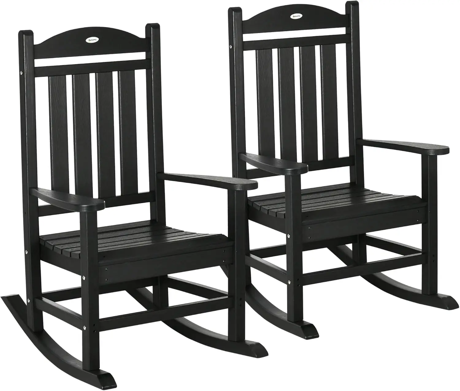 

2 Pieces Outdoor Rocking Chair, All Weather-Resistant HDPE Rocking Patio Chairs with Rustic High Back, Armrests, Oversiz