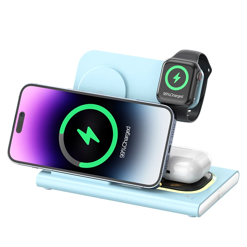 

HaaYot 3-in-1 Foldable Fast Wireless Charger for Apple Watch, Phone, and Earbuds Multi-Device Charging Station for iphone