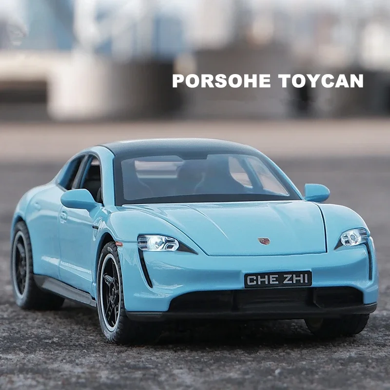 1:32 Porsches Taycan Coupe Alloy Sports Car Model Diecast Metal Toy Vehicles Car Model Simulation Sound and Light Childrens Gift