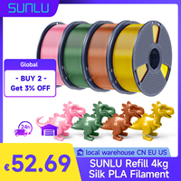 SUNLU Silk PLA Refill Filament 4kg 4rolls 1.75mm Silk PLA/ PLA/PETG Filament 1kg/roll 3D Printing Filament Neatly Wound Filament