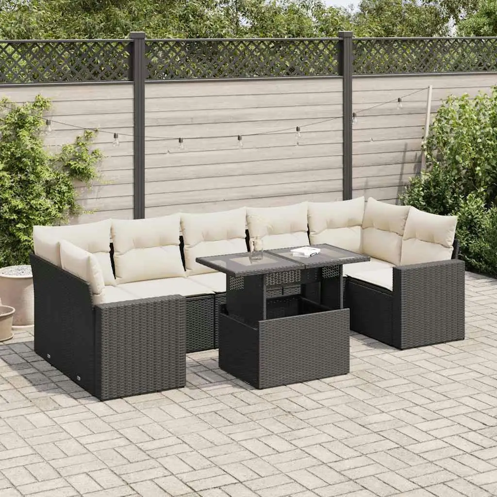 

Modular Black PE Rattan Garden Sofa Set with Adjustable Armrests Outdoor Furniture Relaxation Space Saving Design