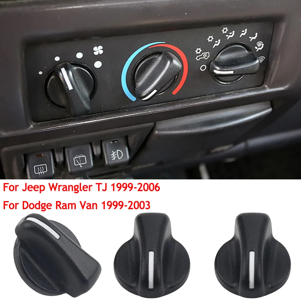 

A/C Heater Knob Climate Control Blower Fan Knob Panel Switch Buttons For Dodge Ram Van 1999-2003 Jeep Wrangler TJ 1999-2006