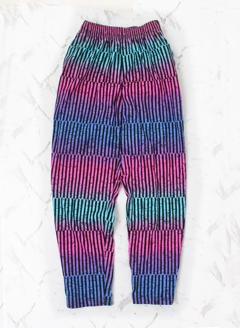 

2026 Summer Men's Pants Rainbow Printed Trendy Retro Neon Party Quick drying Leisure Outdoor Sports Fitness Pants