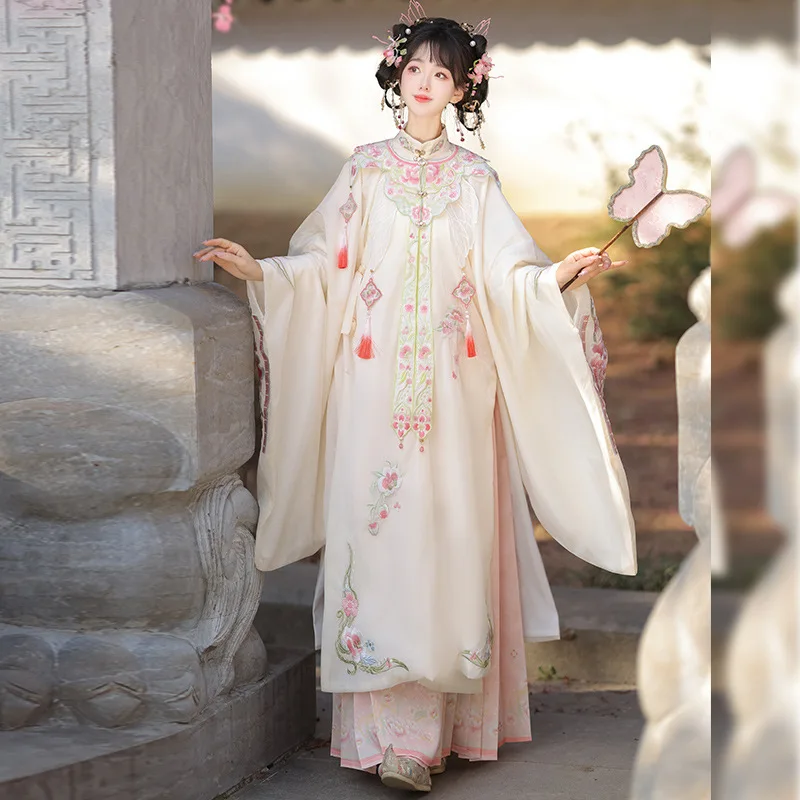 NT185 Original Hanfu Female Adult Ancient Costume Chinese Style Horse Skirt Cloud Shoulder Stand Collar Shirt