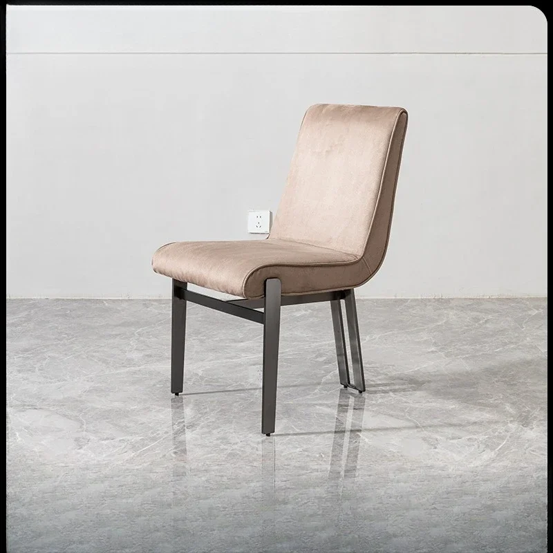 Minimalist Dining Chair Home Premium Banquet Backrest Stainless Steel Dining Table and