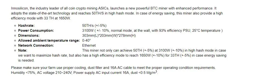 Imagem -04 - Usado Bitcoin Asic Mineiro com Psu Innosilicon t3 50t s Sha256 Btc Bch Máquina de Mineração Melhor do Que Whatsminer M21s Antminer T17 S17