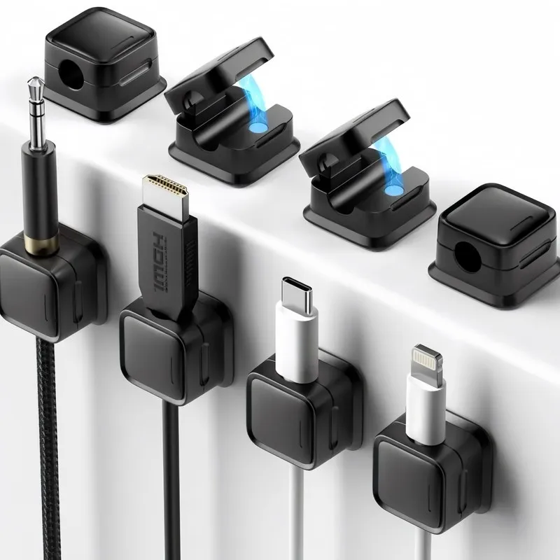 Multi-Cable Compatible Magnetic Cable Management, 30 pcs, Office Desk Tidying, Strong Magnet Hold for Car Charger Cord Holder