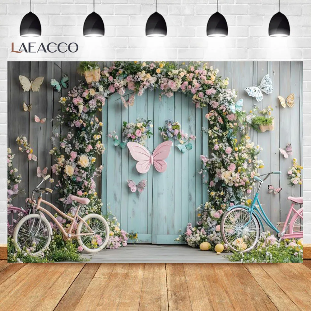 استحمام الطفل التصوير خلفية دراجة الربيع أزهار الكرز فراشة الزفاف حفلة عيد ميلاد ديكور خلفية كابينة تصوير