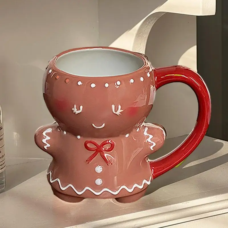 Gingerbread Man Mug Christmas Mug Christmas Ceramic Mug Cartoon Cute Gingerbread Man Ceramic Cup Milk Coffee Water Cup Xmas Gift