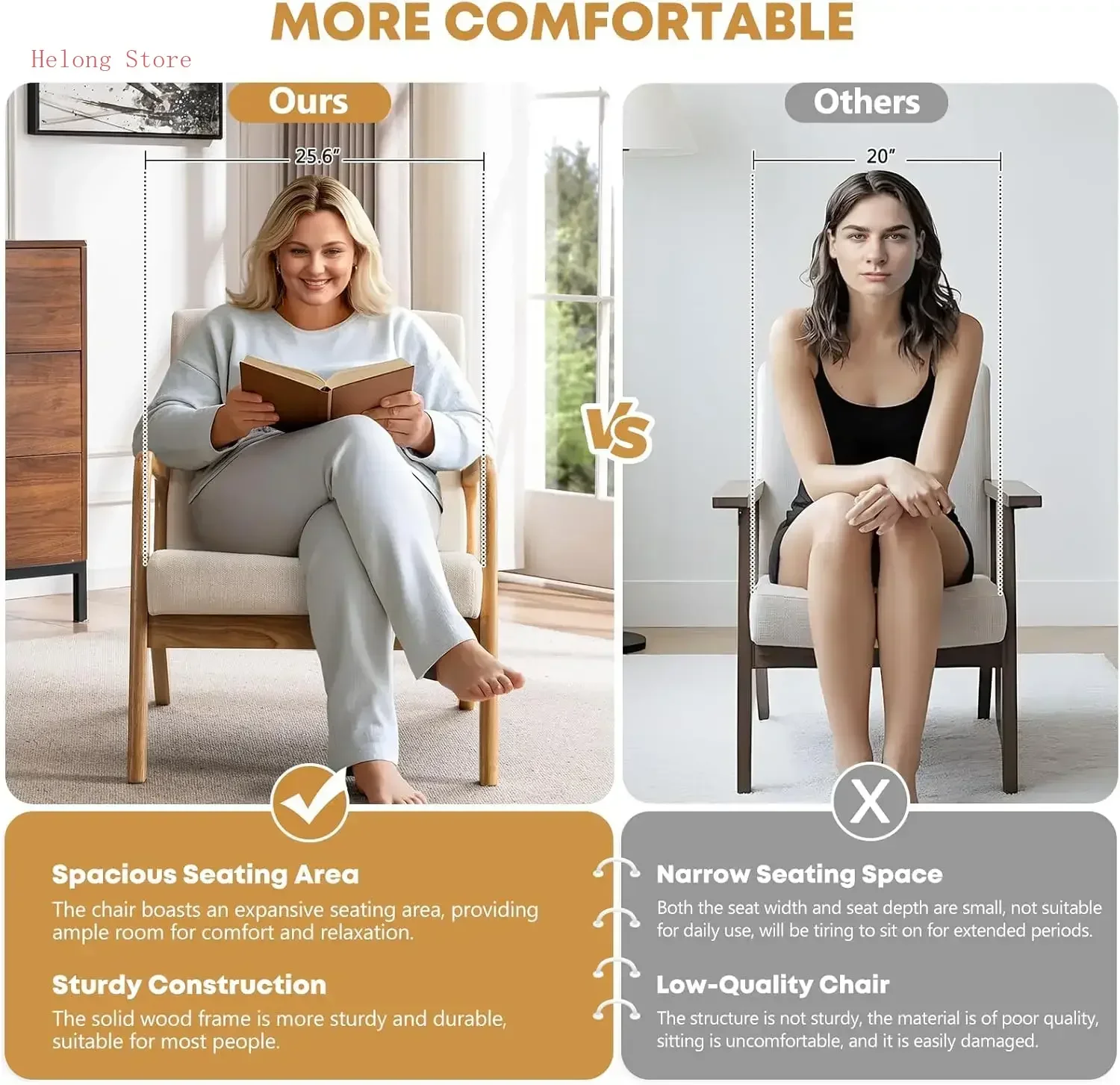 [XMSJ] كرسي حديث لمنتصف القرن مع وسادة قطنية، كرسي قراءة من قماش الكتان مريح بجانب الصالة منجد للعيش