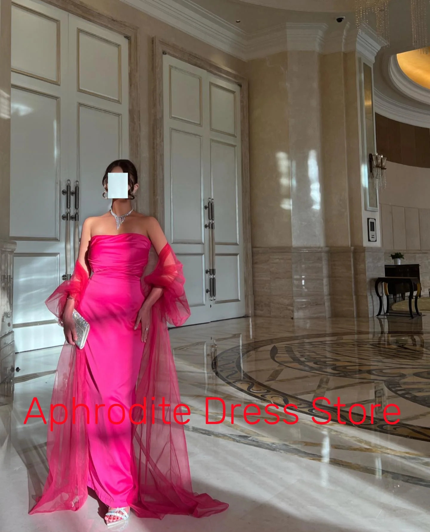 Customized Delicate Jersey Shawl Evening Dresses Temperament Sleeveless Strapless Party Dress Custom Size Homecoming D