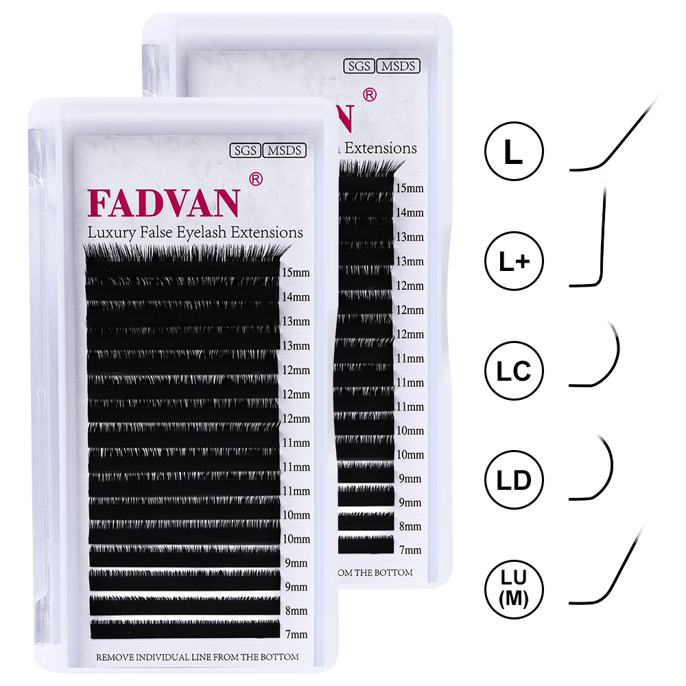 FADVAN Classic Individual Lashes  L/L+/LC/LD/LU Curl  Eyelash Extensions Black 7-15mm Mixed Individual Eyelashes L Shaped Lashes