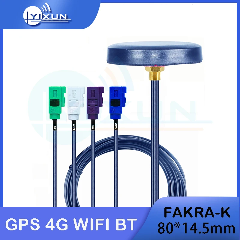 4G GPS WIFI Bluetooth Four in one combined outdoor waterproof Cabinet antenna FAKRA Female connector 28DBI RG174 3m cable