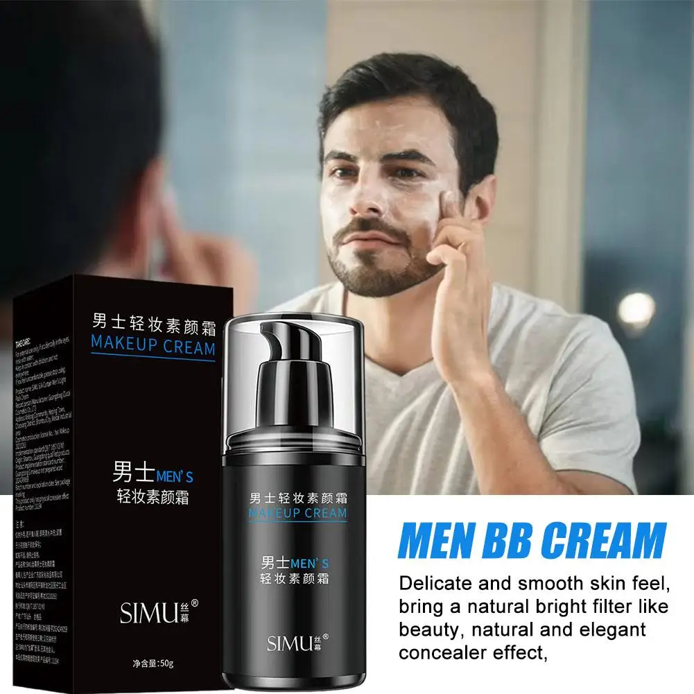 50g Men's Bb Cream Essence Cream Concealer Fit Skin Tone Moisturizing Men's Men's Novice Face Isolator Waterproof Cream Mak C5p7