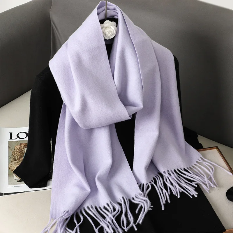 Bufanda de invierno para mujer, chal de Cachemira grueso y cálido, Pashmina con borlas de lujo, a prueba de viento, 62 colores