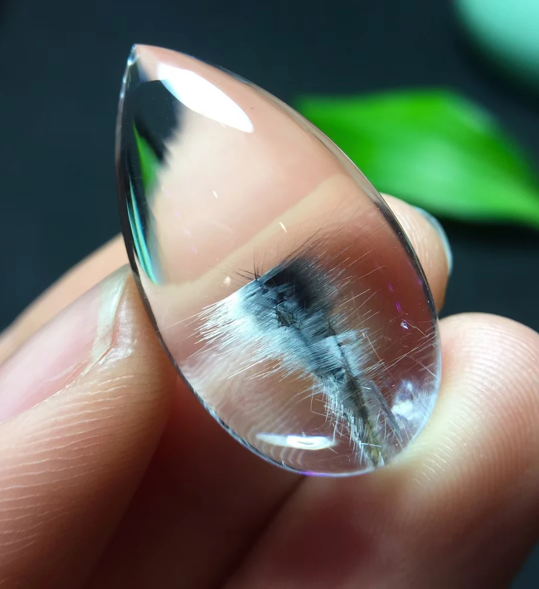 Natural Brookite Platinum Black Rutilated Quartz Pendant 31.8*17.7*9.7mm Water Drop Bead Women Men Bead Jewelry Fashion AAAAAA