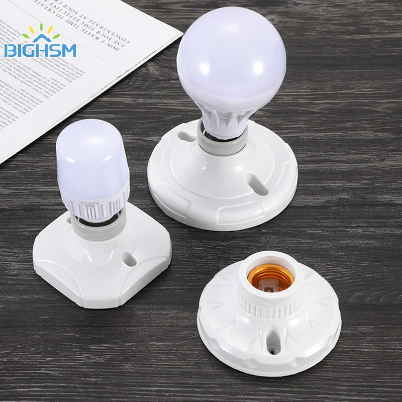 แขวนโคมไฟฐานซ็อกเก็ต E27 เซรามิคหลอดไฟ LED ผู้ถือสแควร์รอบฐานซ็อกเก็ต 6A 250V DIY อุปกรณ์แสงสว่าง