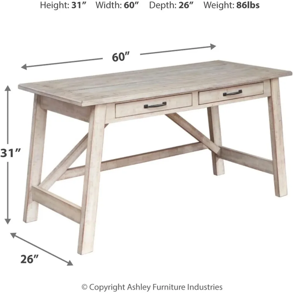 Firma il Design di Ashley Carynhurst Farmhouse 60 "Home Office Desk con cassetti, bianco invecchiato