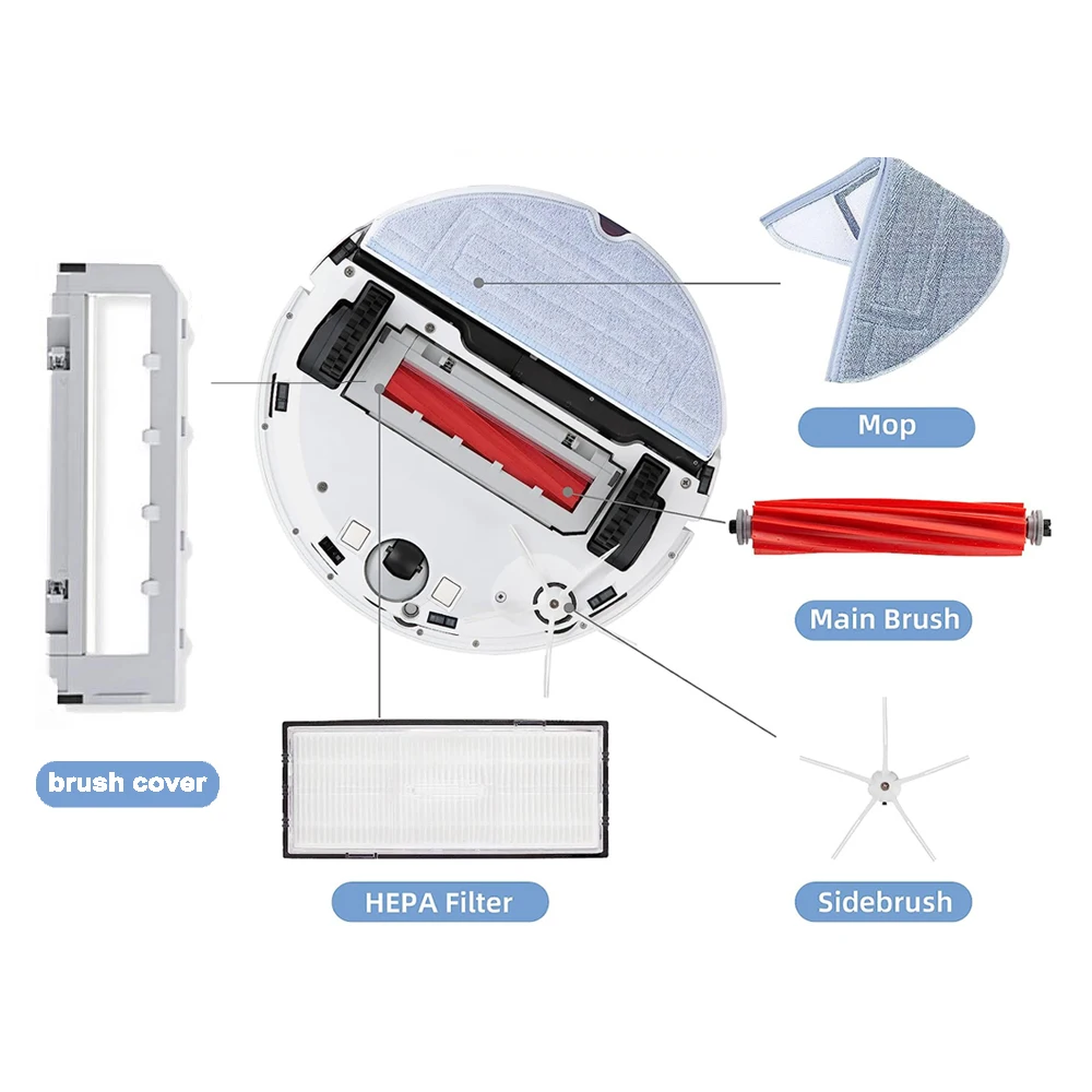 روبوروك-مكنسة كهربائية روبوت أصلية ، S7 Plus ممسحة قماش ، قطع غيار ، امتصاص الماء ، ملحقات S7 ، أزرق