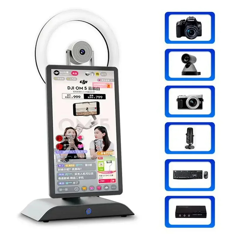 

2025 Hot Sell Intelligent Live Broadcast Equipment 15.6 Inch 10 Points Touch Desktop Live Stream Screen All-in-one Machine