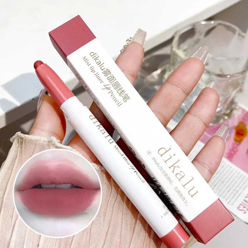 Matte Lip Voering Pen Waterdichte Contouren Lippenstift Dubbel-Einde Duurzame Anti-Stick Cup Gladde Fluwelen Lipliner Lip Make-Up Cosmetica