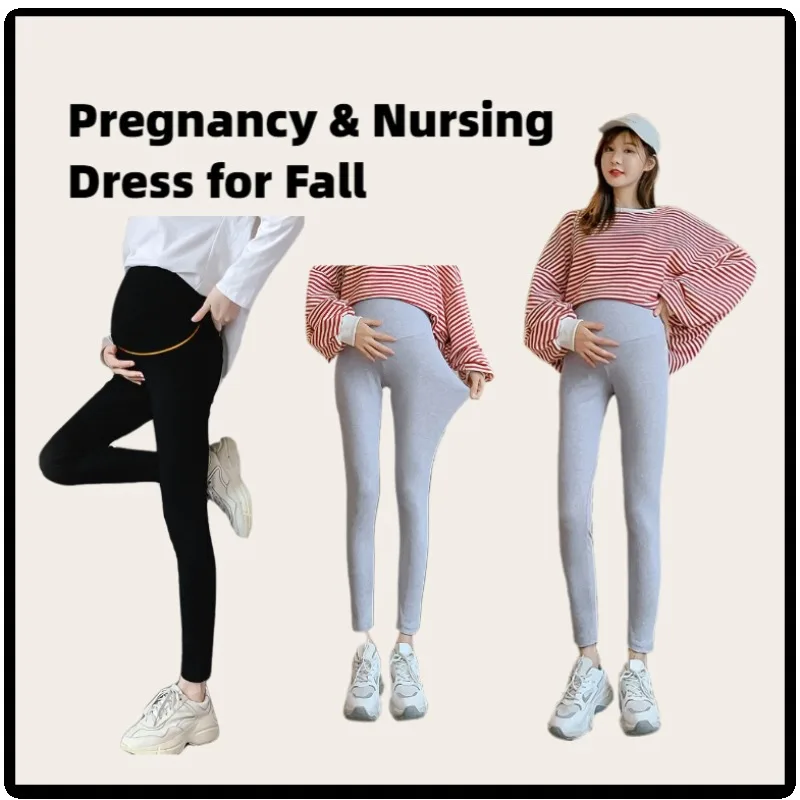 

Belly Support Pregnancy Pants for Fall - Stretchy Work Pantyhose with Breathable Panel, Solid Color Office Wear