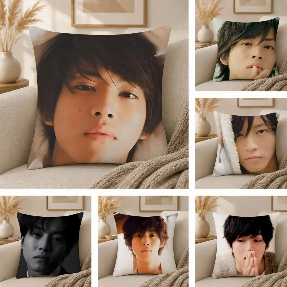 Tori Matsuzaka Actor Cushion Cover  Plush Fabric Soft Double Sided Print Sofa Cushion Cover Throw Pillow Covers