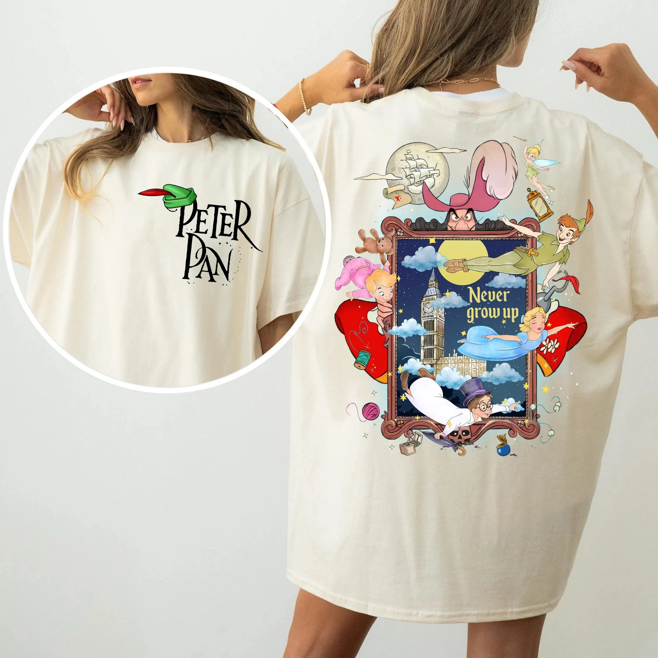 Disney Peter Pan Wendy Tinker Bell nunca crecer camiseta Tinker Bell Wendy John Michael vuelo a Neverland camiseta viaje familiar