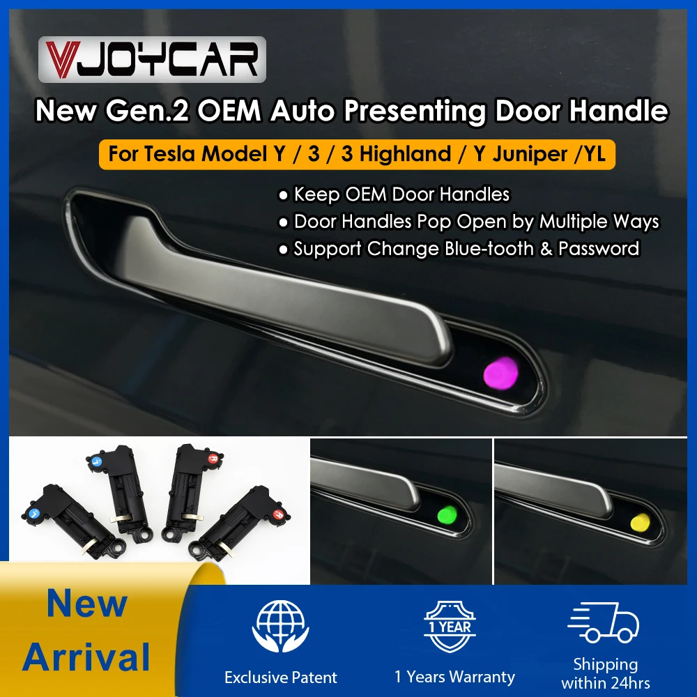 New Gen.2 OEM Chrome Auto Door Handle for Tesla Model YL 3 Y New 3 Y Juniper Colorful LED Welcome Mode Multi-contact Pop Open