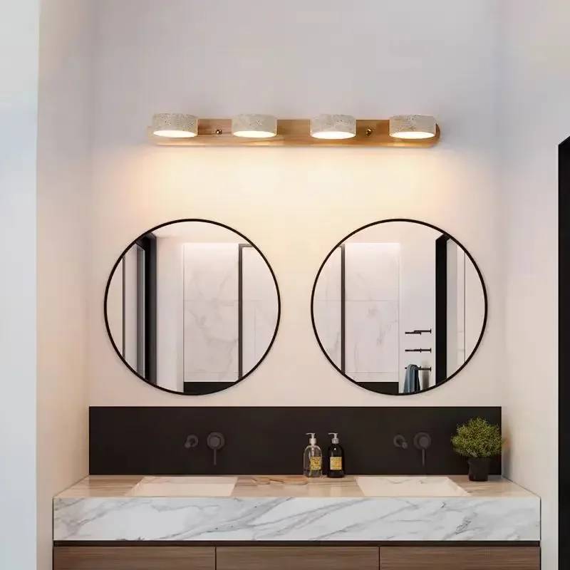 تدوير الإسبانية الحجر الجيري الطبيعي جولة وحدة إضاءة LED جداريّة مصباح على الوجهين الإبداعية المرآة البالونية اللوح الأمامي غرفة نوم الحمام ديكور #4