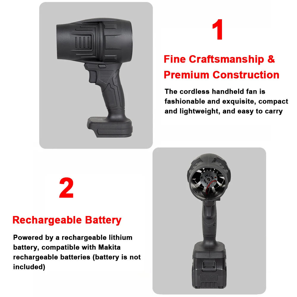 1000w turbo ventilador violento 500g impulso stepless velocidade de alta potência turbofan folha ventilador portátil mini jato ventilador para makita bateria