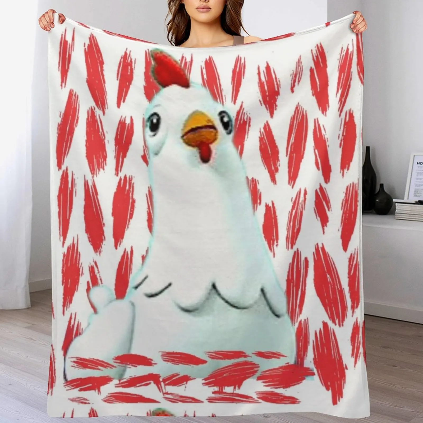 

Funny White Chicken -Chickalleta Throw Blanket Soft Thermals For Travel blankets ands Flannel Fabric Blankets