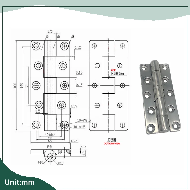 Distribution Box Oven Industrial Machinery Equipment Cabinet Door 304 Stainless Steel Large Load-bearing Butterfly Hinge