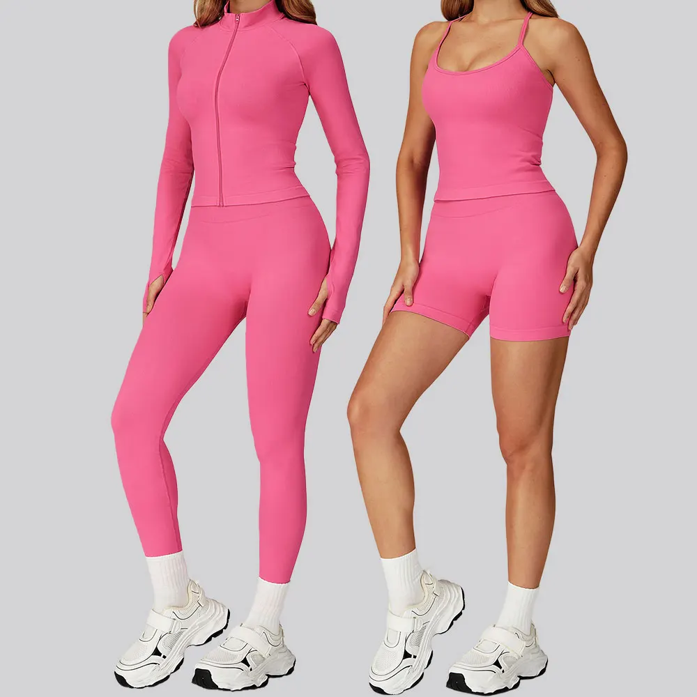 

2 Pieces Yoga Sets Sport Fitness Vest High Waist Yoga Short Skirt Suits Seamless Women's Color Blocked Workout Clothes Gym Set