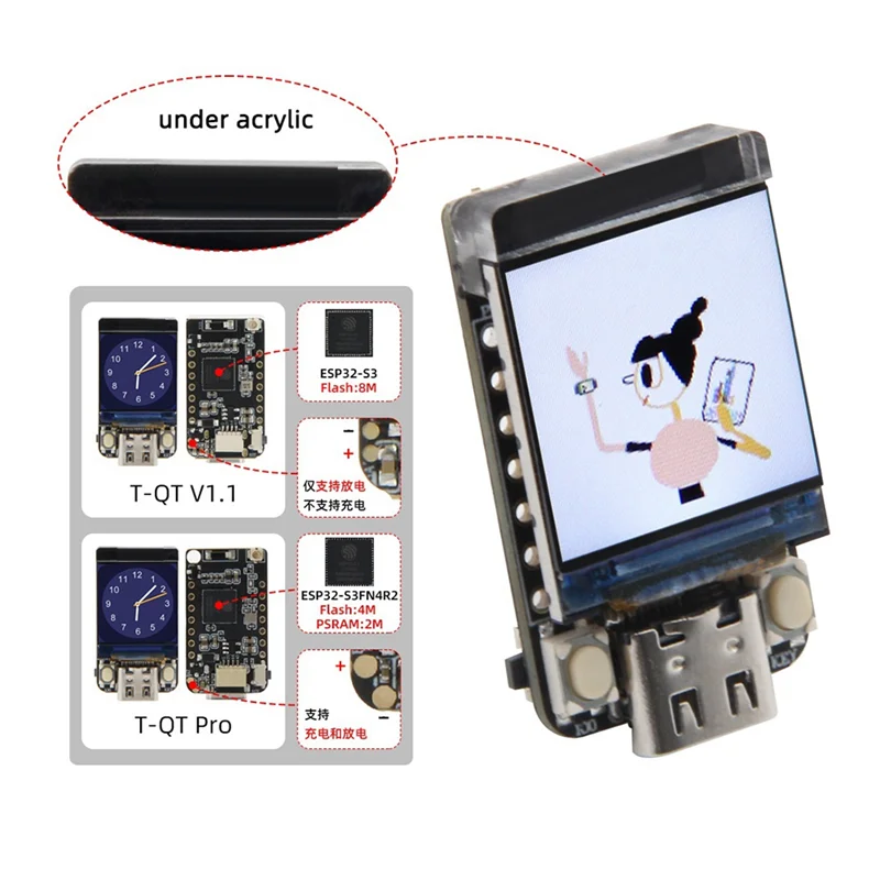 AB53 Nerdminer T-QT ESP32S3 GC9A01 Módulo LCD de 0,85 polegadas com estojo para Nerd Miner Bitcoin Solo Lottery Miner BTC Miner S3FN8