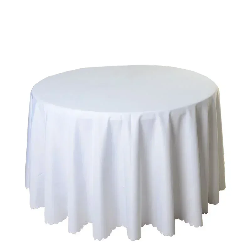 Polyester Round Tablecloth for Hotel, Table Cover, Overlay Tapetes, Nappe Mariage, Wedding, White