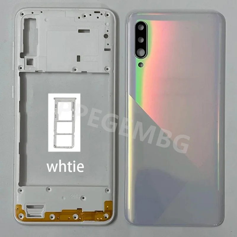 NEW For Samsung Galaxy A30s A307 Housing Middle Frame Chassis battery cover shell Lid Case Rear Back Panel camera Glass Sim slot