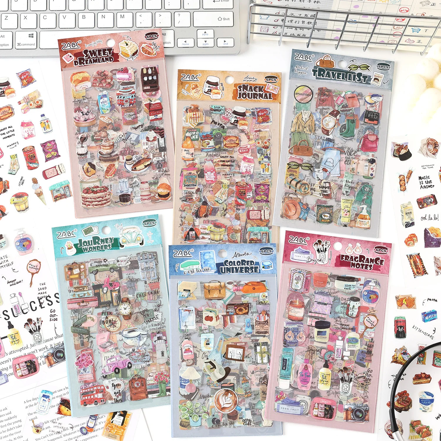 6pcs/1lot Kawaii Scrapbook Stickers Life building Journal Junk Journal Planner Stationery Sticker Planner Decorative