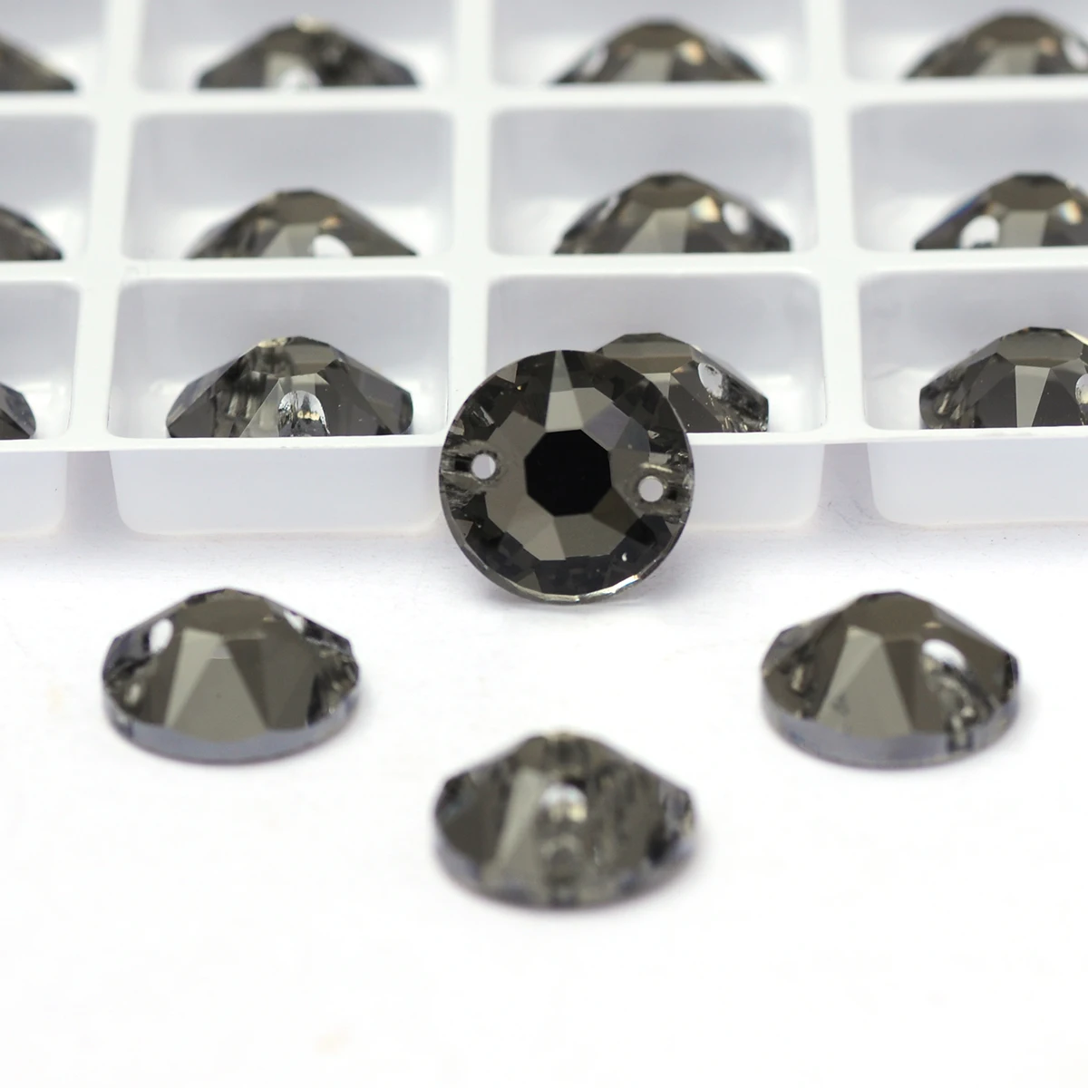 PUBRILEX Schwarze Diamant-Aufnähsteine Flache Kristalle Strass DIY Bastelzubehör Nähsteine für Taschen Kleiderdekorationen – Detail 8