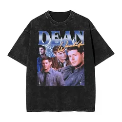 Supernatural Dean T Shirt Hip Hop Washed 100% Cotton Oversize T-Shirts Casual Men Women Tops Streetwear Graphic Tees