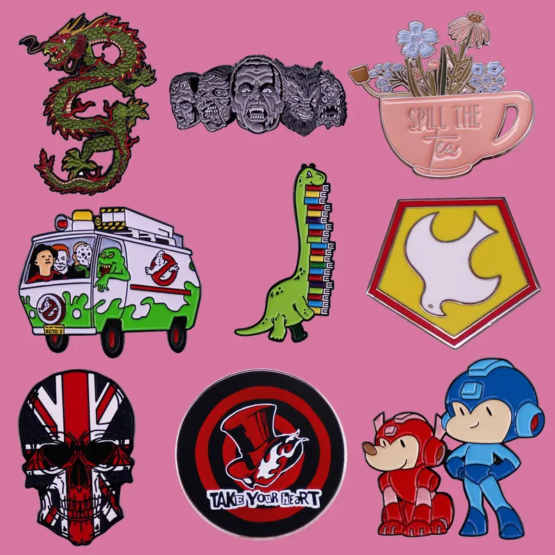 Personalized Design of the National Trend Dragon Shape Brooch Anime, Game And Movie Badges Metal Enamel Pin Boutique Gift